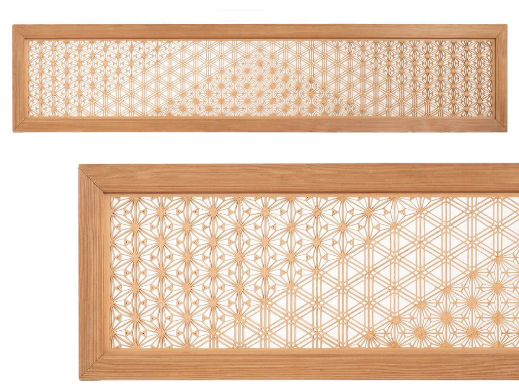 Kumiko Lattice with Stained-Glass Inserts: Asanoha Pattern (麻の葉組子)